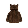 TheFound Toddler Baby Boys Winter Plush Coat Long Sleeve Zipper Closure Cartoon Hooded Jacket