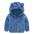 Elainilye Fashion Kids Winter Fleece Jacket Toddler Baby Boys Girls Plush Cute Bear Ears Winter Hoodie Thick Coat Jacket Blue