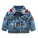 HBYJLZYG Denim Jacket Cardigans Button Lapel Cropped Coat Toddler Baby Girl Long Sleeve Rose Embroidery Windproof Hole Coat Outwear