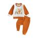 TheFound Toddler Baby Girls Boys Halloween Outfits Pumpkin Letter Embroidery Long Sleeve Sweatshirt and Long Pants 2Pcs Clothes