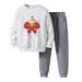 Quealent Boys Childrenscostume Male Big Kid Boys Four Piece Jacket Set Toddler Boys Long Sleeve Christmas Letter Print Shirt Tops and Pants Baby (GY2 13-14 Years)