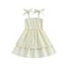 TheFound Toddler Baby Girls Summer Dress Casual Sleeveless Off Shoulder Layered Ruffle Dress Smocked Lace Dress