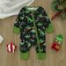 TOWED22 Baby Girls Boys Christmas Outfit Boys Girls Long Sleeve Christmas Cartoon Dinosaur Prints Pullover Romper(Green 12-18 M)