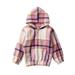 QUYUON Toddler Flannel Hooded Sweatshirts Baby Boys Girls Long Sleeve Plaid Shirt Button up Pullover Hoodie Sweatshirt with Hood Kids Winter Clothes Flannel Jackets 5T