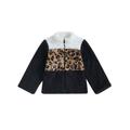 TheFound Toddler Baby Girls Fleece Jacket Long Sleeve Stand Collar Zip-up Leopard Print Jacket Winter Warm Clothes