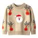 Quealent Boys Sweater Male Big Kid Sweaters for Kids Toddler Boys Girls Winter Long Sleeve Deer Christmas Knit Sweater Base Warm Boys (Khaki 18-24 Months)