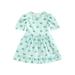 Canis Adorable Toddler Girl Spring Dress: A-line Style with Short Puff Sleeves and Shamrock Print