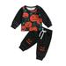 TheFound Toddler Baby Boys Halloween Outfits Evil Pumpkin Print Long Sleeve Sweatshirt and Long Pants 2Pcs Fall Clothes