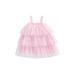Canrulo Toddler Baby Girl Sequins Dress Sleeveless Rainbow Stars Print Mesh Tulle Dress Summer Layered Princess Cake Dress Pink 2-3 Years