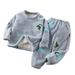 RYRJJ 2 Piece Toddler Boys Girls Winter Sherpa Fleece Pajama Set Warm Matching Sleepwear Set Pullover Tops+Pants Outfits Kids Loungwear Sets(Blue 10 Years)