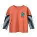 Children s Cartoon Long Sleeve Striped Fall Boys Long Sleeve T Shirt Base Baby Clothes Orange 3 Years-4 Years