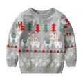 Quealent Girls Sweater Female Big Kid Sweater Knit Jumper Toddler Kids Girls Boys Christmas Cartoon Sweater Casual Prints Knitted Long (Grey 12-18 Months)