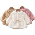 Esaierr Kids Baby Fall Winter Jacket Coats for Girls Fashion Plush Fleece Outerwear Toddler Lace-Up Soft Fuzzy Thick Warm Fleece Coats Jacket for 9 Months-5 Years