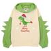 Hfolob Little Girl Sweatshirt Christmas Dinosaur Letter Hoodie Pullover Sweatshirt Cute Raglan Sleeve Splice Hooded Winter Kids Casual Tops Xmas Outfits Kids Sweatshirts