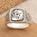 Pilot Skull,'Men's Sterling Silver Signet Ring with Pilot Skull Motif'