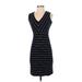 Banana Republic Casual Dress - Sheath V-Neck Sleeveless: Black Print Dresses - Women's Size 0 Petite