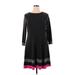 Eliza J Casual Dress - Mini High Neck 3/4 sleeves: Black Print Dresses - Women's Size X-Large