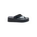 Cushion Aire Wedges: Slip-on Platform Casual Black Solid Shoes - Women's Size 7 1/2 - Open Toe