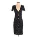 Zara Casual Dress - Sheath V-Neck Short sleeves: Black Print Dresses - Women's Size Small