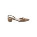 Manolo Blahnik Flats: D'Orsay Chunky Heel Casual Tan Solid Shoes - Women's Size 35 - Almond Toe