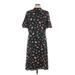 Ann Taylor Casual Dress Mock Short sleeves: Black Floral Dresses - Women's Size 12