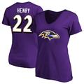 Women's Fanatics Branded Derrick Henry Purple Baltimore Ravens Plus Size Name & Number V-Neck T-Shirt