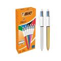 BIC 4 Colours Shine Ballpoint Pens Assorted Metallic Barrels Pack 12