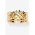 Women's .27 Tcw Round Cubic Zirconia 14K Yellow Gold-Plated Puzzle Ring by PalmBeach Jewelry in Gold (Size 7)