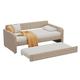 Merax 90*200cm Sofabett, Tagesbett, mit ausziehbares rollbett, großer Stauraum, dunkelbeige