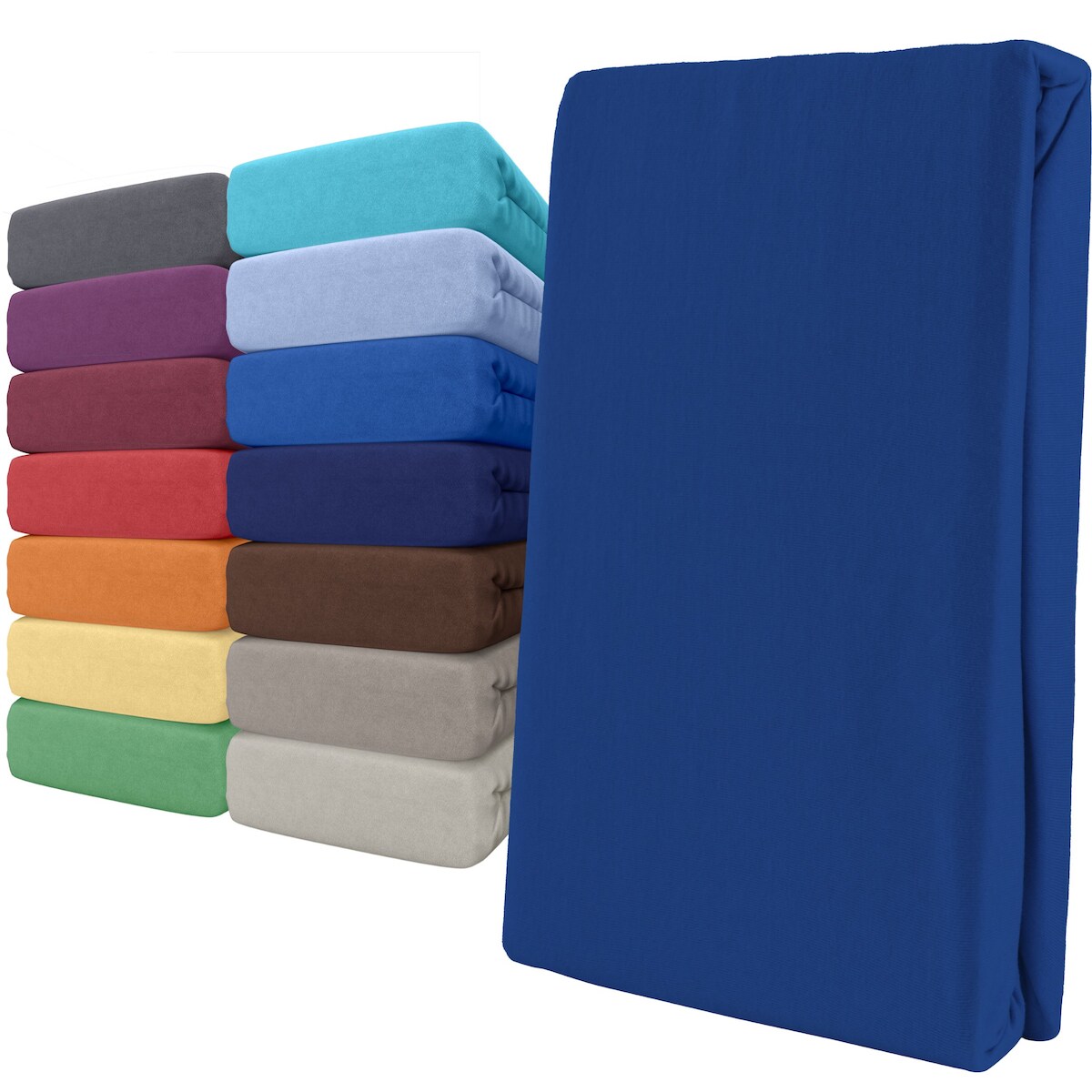 Spannbettlaken Jersey 100% Baumwolle 90-100x200 cm Blau Image