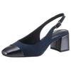 Slingpumps MARCO TOZZI, Damen, Gr. 37, blau (navy), Textil, Lederimitat, Veloursleder, klassisch, Schuhe, Abendschuh, Sommerschuh, Blockabsatz, in modischer Karreeform