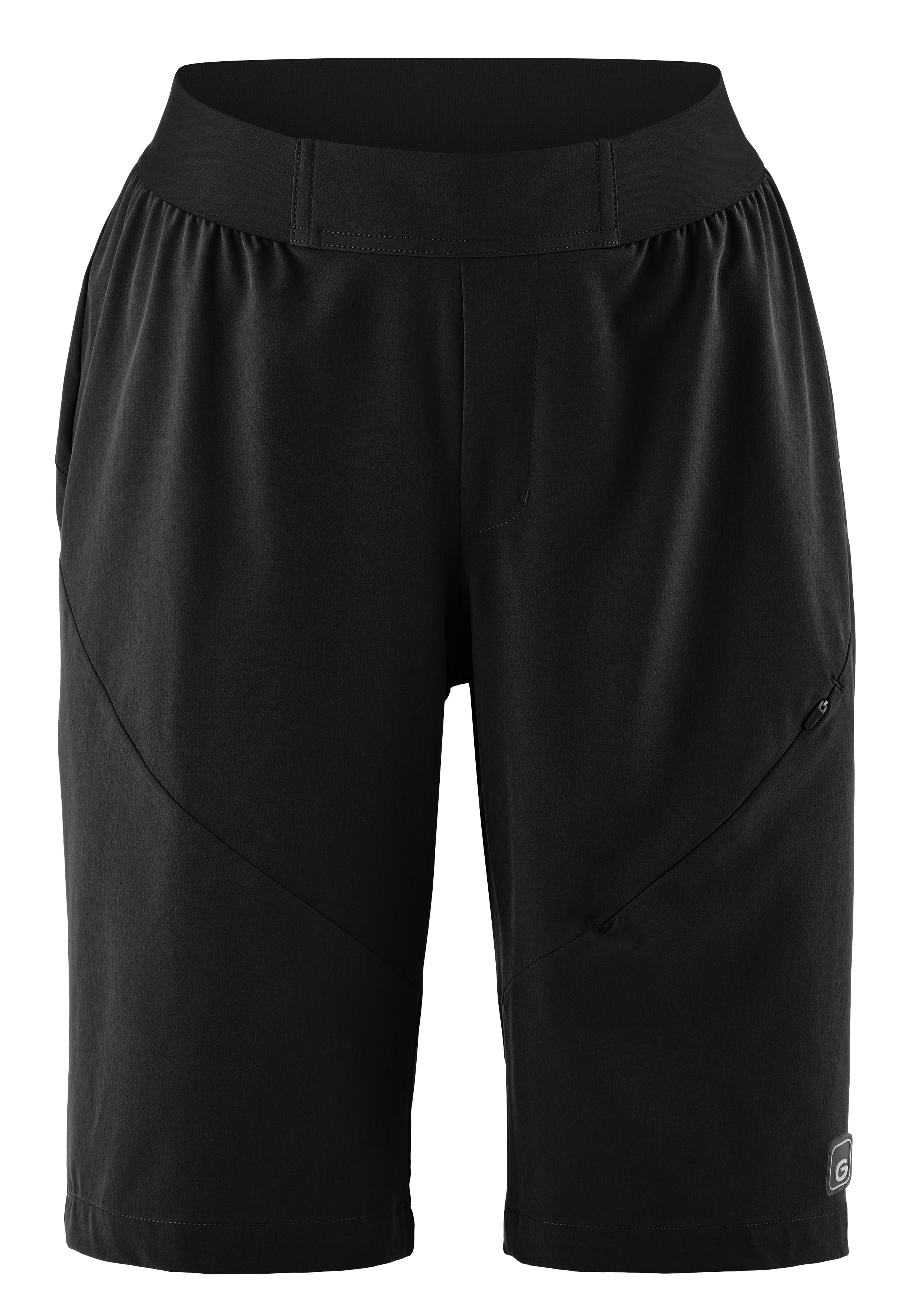 Fahrradhose GONSO "SIMPLITA", Damen, Gr. 38, Normalgrößen, schwarz, 86% Polyester, 14% Elasthan, Hosen, Damen Bike-Shorts, leichte Radhose mit elastischem Bund und RV-Tasche Image