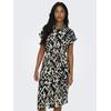 Hemdblusenkleid ONLY "ONLHANNOVER S/S SHIRT DRESS NOOS WVN", Damen, Gr. 34 (XS), N-Gr, beige (birch aop:schwarz graphic), Web, Obermaterial: 100% Polyester, gemustert, modisch, Kurzarm, Kleider, Sommerkleid