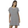 Nachthemd MARC O'POLO "Mix & Match Cotton-Woven", Damen, Gr. S (36), N-Gr, schwarz navy, weiß cotton, Jersey, Obermaterial: 100% Baumwolle, geringelt, gestreift, casual, oversize ca. Mitte Oberschenkel, Rundhals, Kurzarm angeschnitten, Kleider, mit...