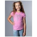 T-Shirt TRIGEMA "TRIGEMA mit glitzerndem Herz-Motiv" Gr. 116, pink (candy) Kinder Shirts T-Shirts