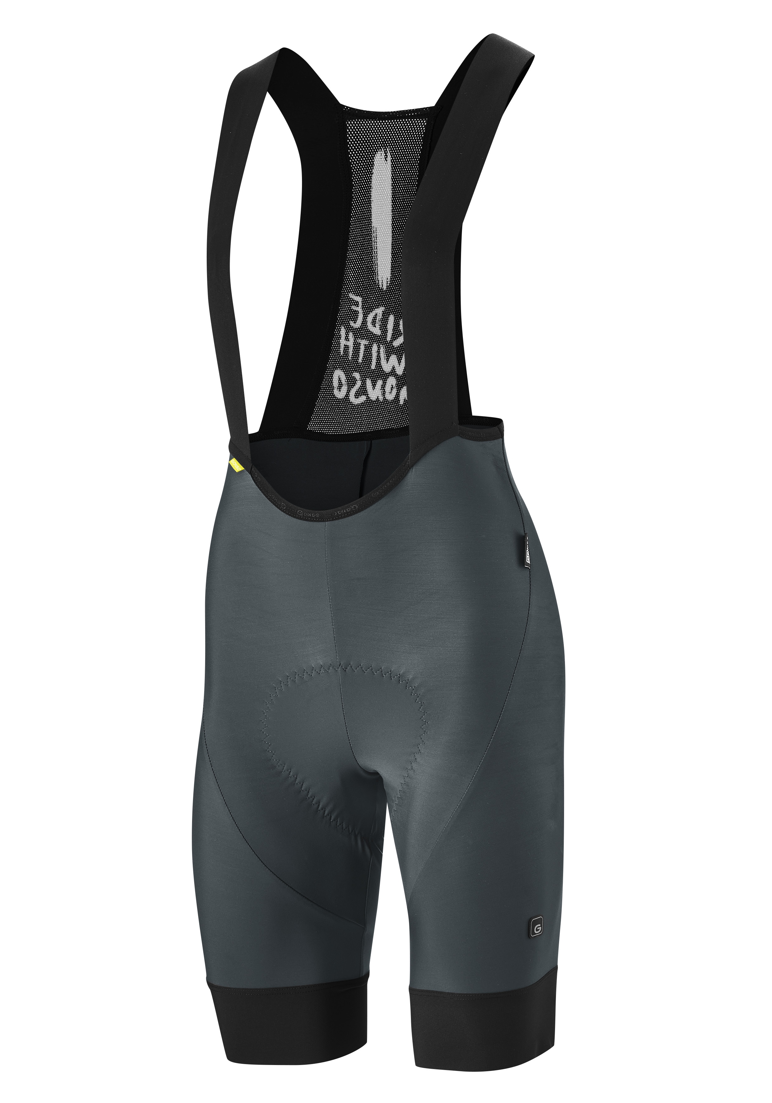 Fahrradhose GONSO "SQlab GO BIB W", Damen, Gr. 50, Normalgrößen, grau (dunkelgrau), 80% Polyamid. 20% Elastan, Hosen, Damen Radhose, Sitzpolster und Träger, moderne Radlerhose, Tight Fit Image