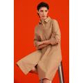 Sommerkleid SENSES.THE LABEL, Damen, Gr. XXXL, US-Größen, beige (natural beige), Material: 100% Baumwolle, unifarben, casual, regular fit Midi, hoch geschlossener Ausschnitt, 3/4-Ärmel eingesetzt 1-Knopf-Manschette, Kleider, aus Baumwolle