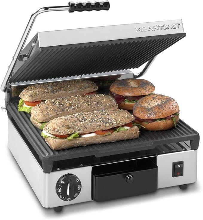 MilanToast – Gerippte quadratische Grillplatte aus Gusseisen, 220–240 V, 2,9 kW Image