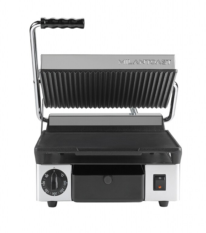 MilanToast – Mittelgroße Grillplatte aus Gusseisen mit glatten Rippen, 220–240 V, 1,73 kW Image