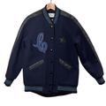 Coach Jackets & Coats | Coach Boyfriend Letterman Varsity Jacket Wool Leather Metallic Navy Blue Black | Color: Black/Blue | Size: S
