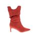 Ankle Boots: Slouch Stiletto Casual Red Print Shoes - Women's Size 9 - Pointed Toe