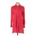 Anthropologie Casual Dress - Mini Collared Long sleeves: Red Checkered/Gingham Dresses - Women's Size Small