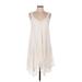 Trixxi Casual Dress - A-Line V Neck Sleeveless: Ivory Solid Dresses - Women's Size Medium