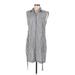 Walter Casual Dress - Mini Collared Sleeveless: Gray Print Dresses - Women's Size Medium