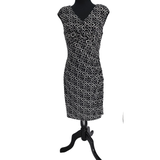 Ralph Lauren Dresses | Lauren Ralph Lauren Woman Petite Size 10p Black Diamond Faux Wrap Dress Ruched | Color: Black | Size: 10