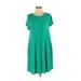 Mittoshop Casual Dress - A-Line Scoop Neck Short sleeves: Teal Solid Dresses - Women's Size Small