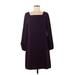 Ann Taylor Casual Dress - Mini Square 3/4 sleeves: Burgundy Solid Dresses - Women's Size 6