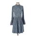 Boden Casual Dress - A-Line Mock Long sleeves: Blue Dresses - Women's Size 4