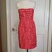 J. Crew Dresses | J Crew Linen Constellations Strapless Dress In Blushing Cherry Red/Pink, Size 4 | Color: Pink/Red | Size: 4