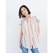 Madewell Tops | Madewell Gauze Central Tunic Button Down Short Sleeve Shirt In Rainbow Stripe Xx | Color: Pink/White | Size: Xxs